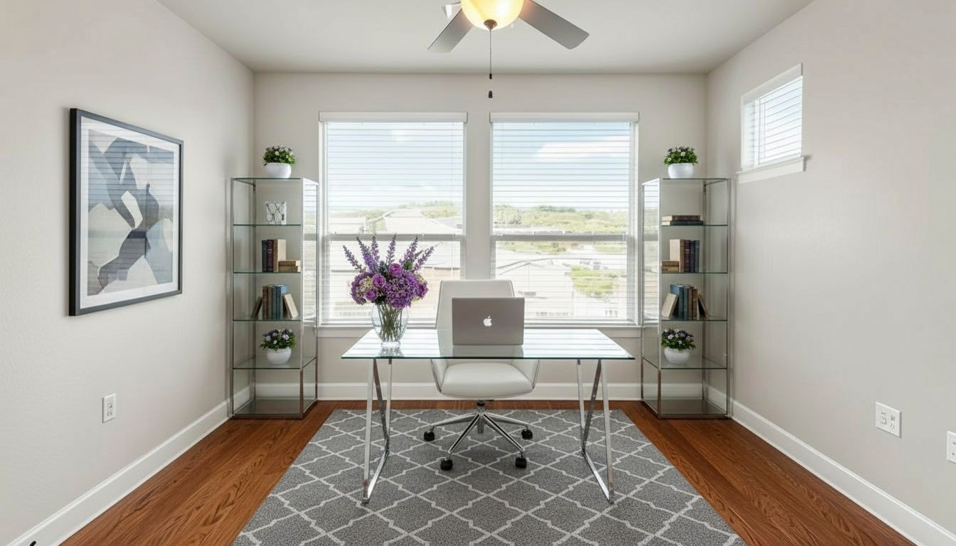 Empty Room Staged as Simple Office after